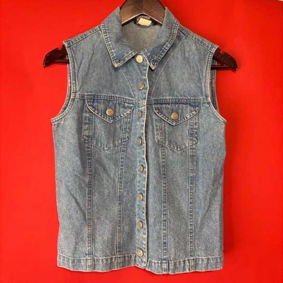 Bentley Arbuckle Vintage Denim Vest Sleeveless Button Up Blue Jean Vest Size 4 - Picture 1 of 6